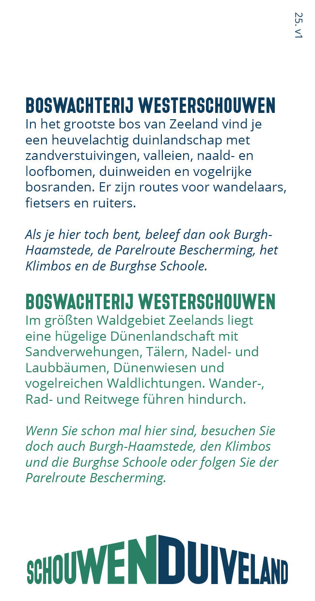 Tipkaart - Boswachterij Westenschouwen