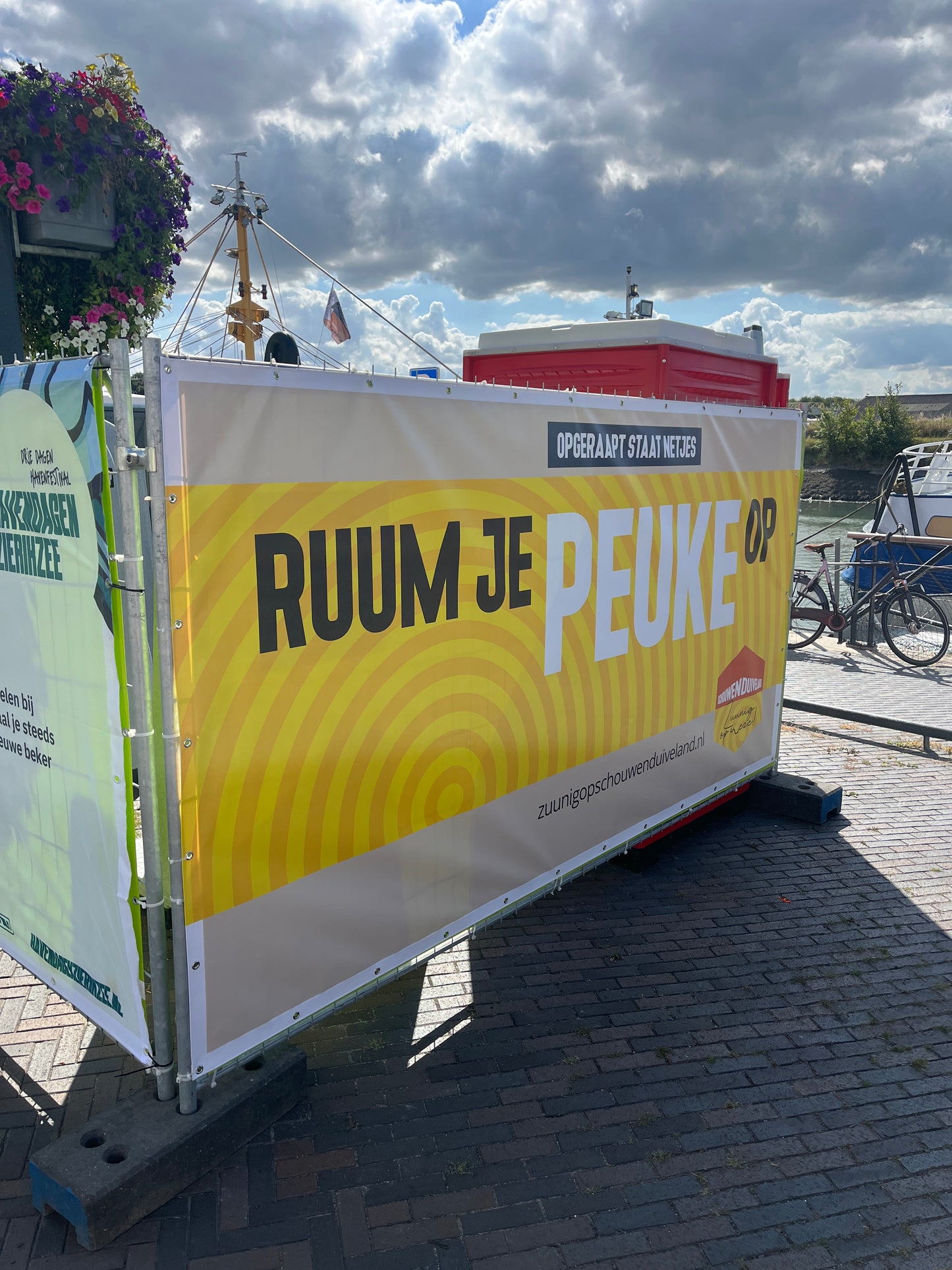 Bouwhekdoek 'Ruum je peuke op'